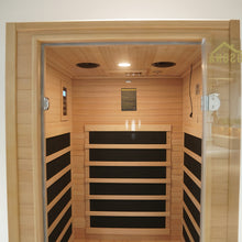 Load image into Gallery viewer, Viosona 90/120cm Indoor Steaming Sauna Room for 1/2-Person Use Steamer Cabin with Reading Light Storage Rack Luxury Steam Wet Sauna Room