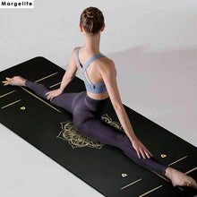 Load image into Gallery viewer, Margelife Yoga Mat Thick Nonslip Yoga Mat with Alignment Lines | TPE Travel Yoga Mat | 1/4inch Fitness Hot Yoga Exercise Mat Pilates Mat | with Carrying Strap & Bag for Yoga/Pilates/Home Gym/Floor Exercise