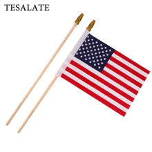 Load image into Gallery viewer, TESALATE LOT OF 50 - USA 4x6 in Wooden Banner Pole with Tangle Free Design, Rotating Rings and Anti-Wrap Tube -Flag and Flagpole Holder NOT Included