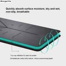 Load image into Gallery viewer, Margelife Yoga Mat Thick Nonslip Yoga Mat with Alignment Lines | TPE Travel Yoga Mat | 1/4inch Fitness Hot Yoga Exercise Mat Pilates Mat | with Carrying Strap & Bag for Yoga/Pilates/Home Gym/Floor Exercise