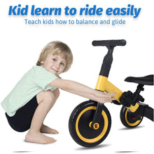 Load image into Gallery viewer, Andzerolief 3 in 1 Kids Trike for Children 1-3 Years Old Kids Tricycle Boys Girls Baby Balance Bike 2 Wheels for Toddlers Tricycle with Removable Pedals (Yellow)
