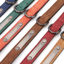 Load image into Gallery viewer, Wistryer Dog Collars Personalized Custom Leather Dog Collar Name ID Tags for Small Medium Large Dogs Pitbull Bulldog Beagle