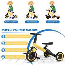Load image into Gallery viewer, Andzerolief 3 in 1 Kids Trike for Children 1-3 Years Old Kids Tricycle Boys Girls Baby Balance Bike 2 Wheels for Toddlers Tricycle with Removable Pedals (Yellow)