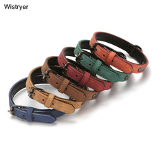 Load image into Gallery viewer, Wistryer Dog Collars Personalized Custom Leather Dog Collar Name ID Tags for Small Medium Large Dogs Pitbull Bulldog Beagle