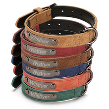 Load image into Gallery viewer, Wistryer Dog Collars Personalized Custom Leather Dog Collar Name ID Tags for Small Medium Large Dogs Pitbull Bulldog Beagle