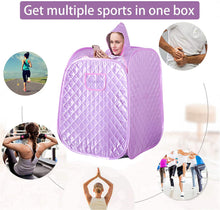 Load image into Gallery viewer, Topsona Portable Home Sauna Personal Steam Sauna Tent for Weight Loss and Detox SPA Sauna Wrap with 2.6L Steamer Foldable Chair Remote Control Timer Sauna for 2 Person Full Body Leg Relaxation