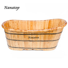 Load image into Gallery viewer, Nanatop Wooden Bathtub Adult with Cover Bathtub SPA Household Durable Solid Wood Bathtub Bath Barrel Bathroom Hot Bath Tub Children's Swimming Pool Super Insulation Smooth and Leak-Proof