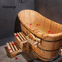 Load image into Gallery viewer, Nanatop Wooden Bathtub Adult with Cover Bathtub SPA Household Durable Solid Wood Bathtub Bath Barrel Bathroom Hot Bath Tub Children's Swimming Pool Super Insulation Smooth and Leak-Proof