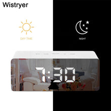 Load image into Gallery viewer, Wistryer Digital Alarm Clock,Large Mirrored LED Clock,Snooze,Dim Night Light USB Charger Ports Desk Alarm Clocks for Bedroom Decor