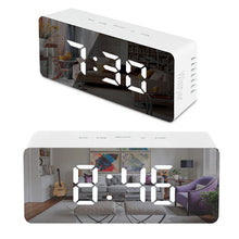 Load image into Gallery viewer, Wistryer Digital Alarm Clock,Large Mirrored LED Clock,Snooze,Dim Night Light USB Charger Ports Desk Alarm Clocks for Bedroom Decor