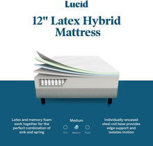 Load image into Gallery viewer, TOIYEI 12 Inch Latex Hybrid Mattress - MemoryFoam - Responsive Latex-Steel Coils - FirmFeel - Temperature Neutral