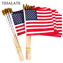 Load image into Gallery viewer, TESALATE LOT OF 50 - USA 4x6 in Wooden Banner Pole with Tangle Free Design, Rotating Rings and Anti-Wrap Tube -Flag and Flagpole Holder NOT Included
