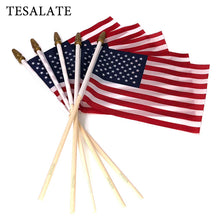 Load image into Gallery viewer, TESALATE LOT OF 50 - USA 4x6 in Wooden Banner Pole with Tangle Free Design, Rotating Rings and Anti-Wrap Tube -Flag and Flagpole Holder NOT Included
