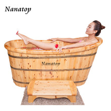 Load image into Gallery viewer, Nanatop Wooden Bathtub Adult with Cover Bathtub SPA Household Durable Solid Wood Bathtub Bath Barrel Bathroom Hot Bath Tub Children&#39;s Swimming Pool Super Insulation Smooth and Leak-Proof
