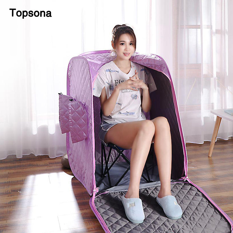 Topsona Portable Home Sauna Personal Steam Sauna Tent for Weight Loss and Detox SPA Sauna Wrap with 2.6L Steamer Foldable Chair Remote Control Timer Sauna for 2 Person Full Body Leg Relaxation